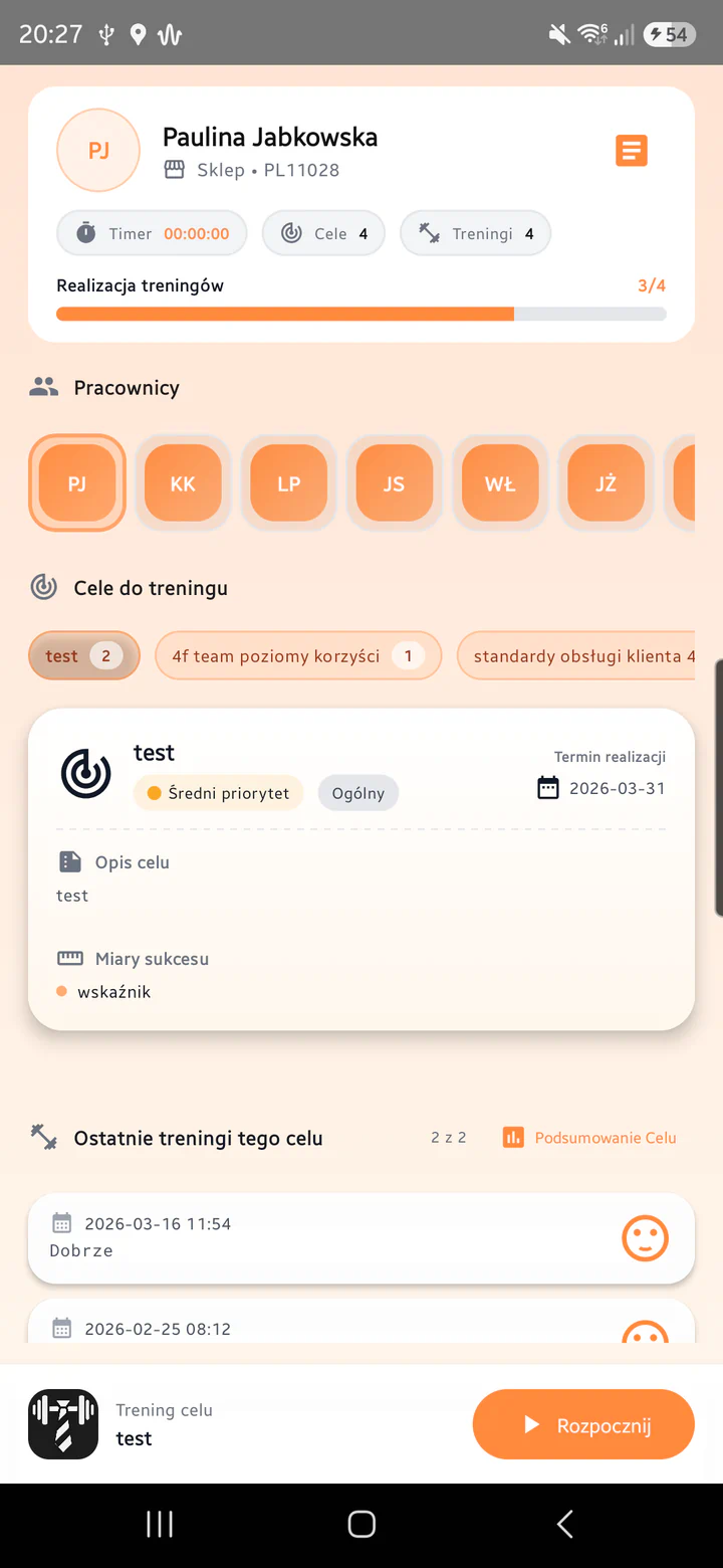 Wybór pracownika i celu treningowego